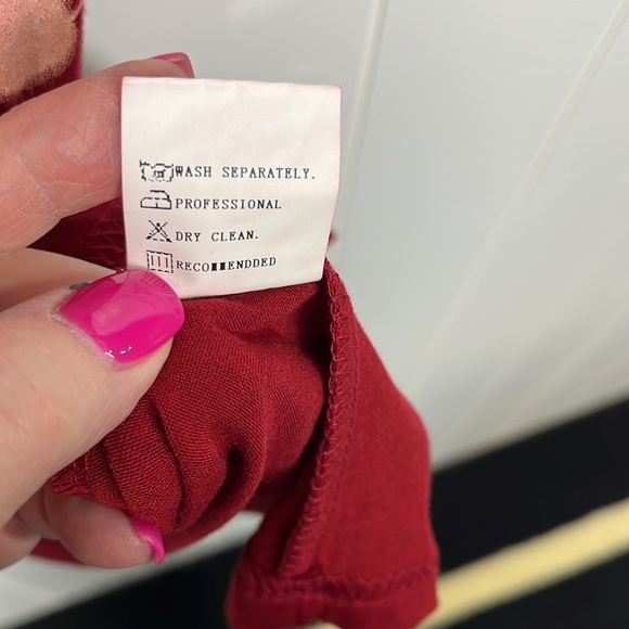 Miss Look Womens Tee Dress S Burgundy Pink Tie Dye Vneck Short Sleeves Graphics - Picture 8 of 12